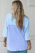 Mixed Daisy Applique Exposed Seam Oversized V Neck Top